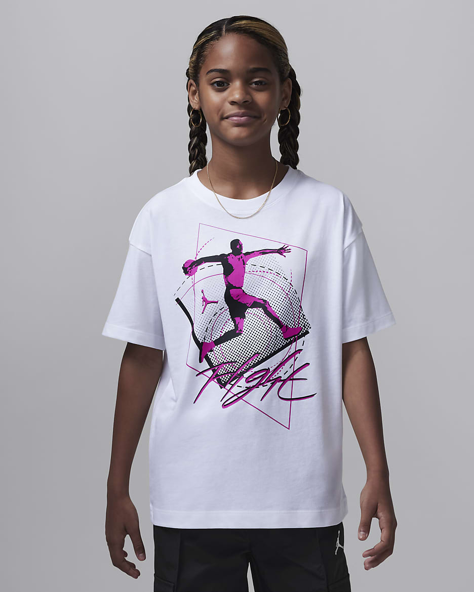 Jordan Big Kids Flight Time Warp T Shirt White